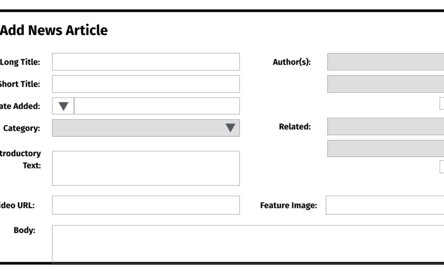 News Article content model showing fields
